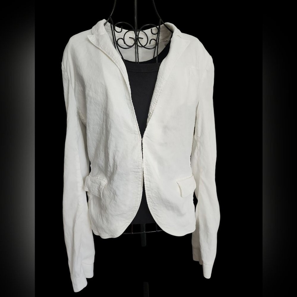 Witchery Linen Blazer Jacket Womens Size 10 White Lightweight Minimalist Chic AU